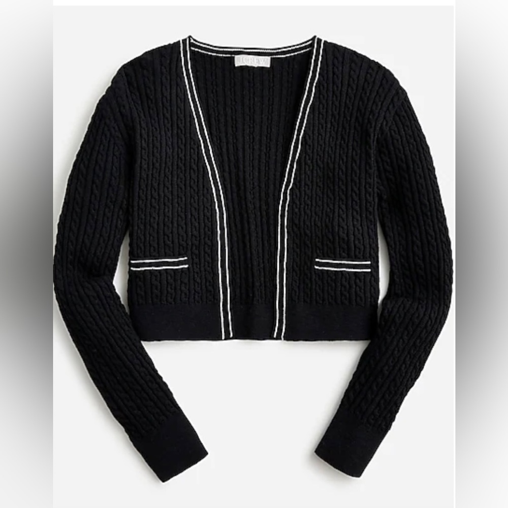 J. Crew Tipped cable-knit cropped cardigan sweater